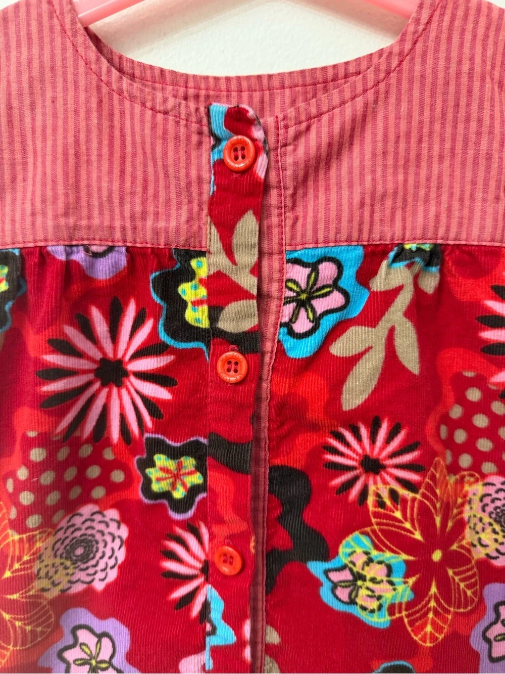 me too Red Floral Button-Front Ruffle Dress Size 2Y